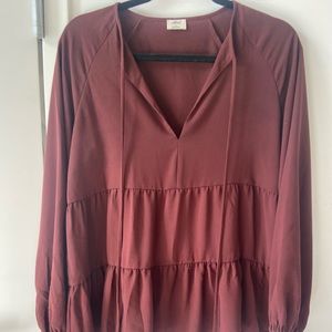 MOVING SALE Excellent Condition Aritzia Size S Burgundy Ruffle Top